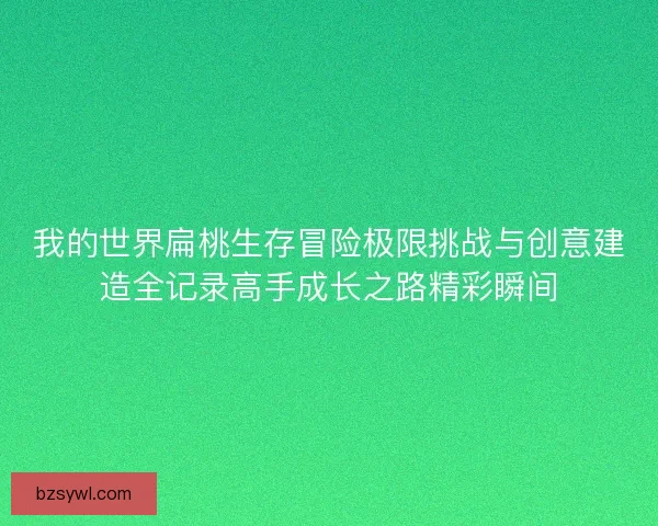 我的世界扁桃生存冒险极限挑战与创意建造全记录高手成长之路精彩瞬间
